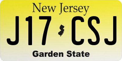 NJ license plate J17CSJ