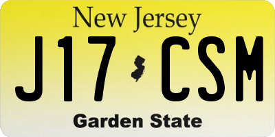 NJ license plate J17CSM