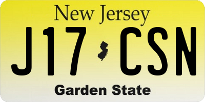 NJ license plate J17CSN