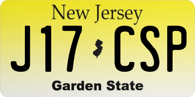 NJ license plate J17CSP