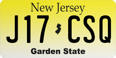 NJ license plate J17CSQ