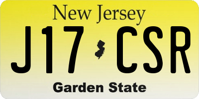 NJ license plate J17CSR