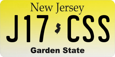 NJ license plate J17CSS