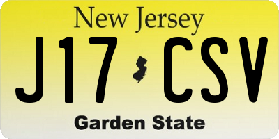 NJ license plate J17CSV