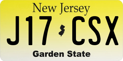 NJ license plate J17CSX