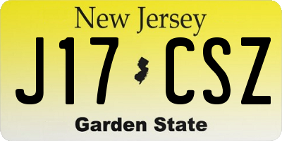 NJ license plate J17CSZ