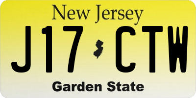 NJ license plate J17CTW