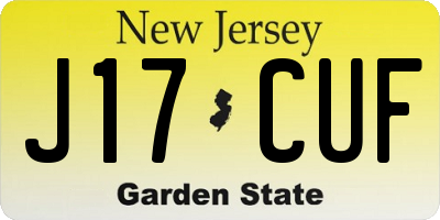 NJ license plate J17CUF
