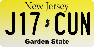 NJ license plate J17CUN