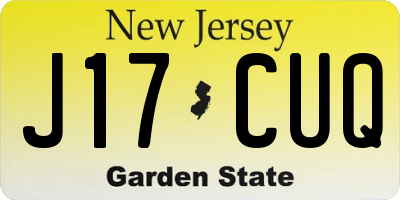 NJ license plate J17CUQ