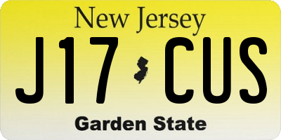 NJ license plate J17CUS
