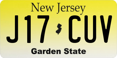 NJ license plate J17CUV