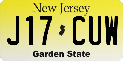 NJ license plate J17CUW