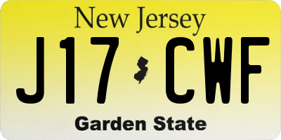 NJ license plate J17CWF