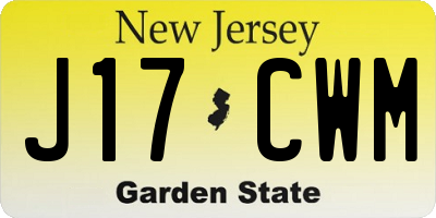 NJ license plate J17CWM