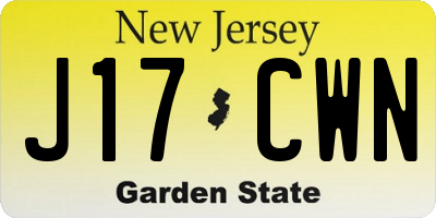 NJ license plate J17CWN