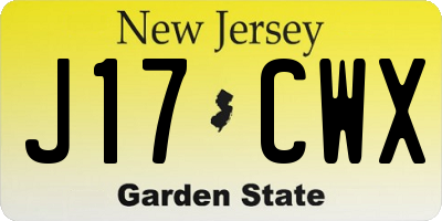NJ license plate J17CWX