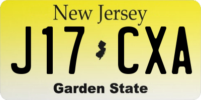 NJ license plate J17CXA