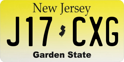 NJ license plate J17CXG