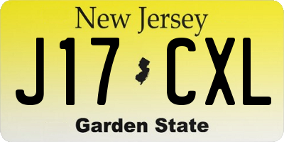 NJ license plate J17CXL