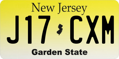 NJ license plate J17CXM