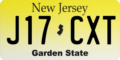NJ license plate J17CXT