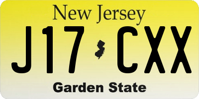NJ license plate J17CXX