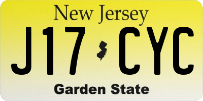 NJ license plate J17CYC