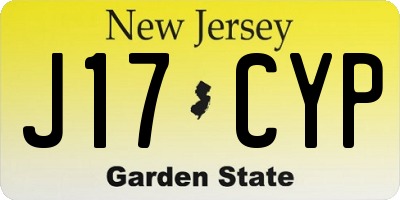 NJ license plate J17CYP
