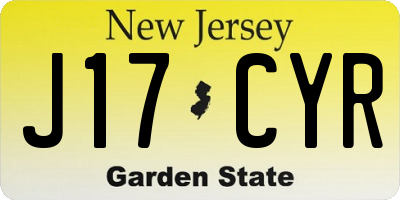 NJ license plate J17CYR