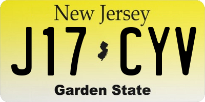 NJ license plate J17CYV