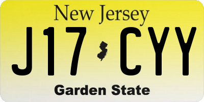 NJ license plate J17CYY