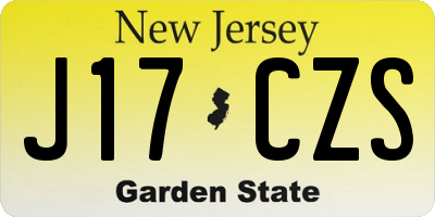 NJ license plate J17CZS
