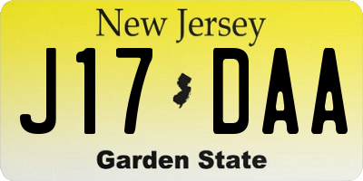 NJ license plate J17DAA