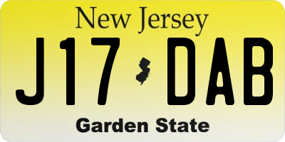 NJ license plate J17DAB