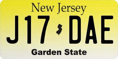 NJ license plate J17DAE