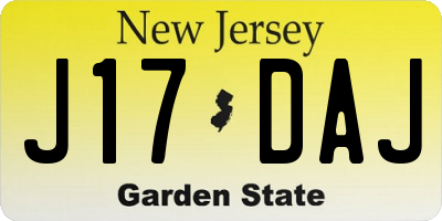 NJ license plate J17DAJ