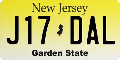 NJ license plate J17DAL
