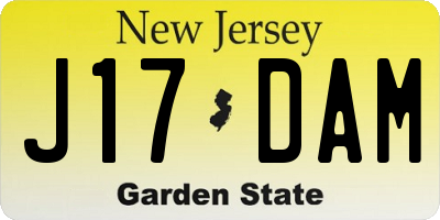 NJ license plate J17DAM