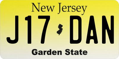 NJ license plate J17DAN