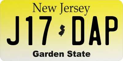 NJ license plate J17DAP