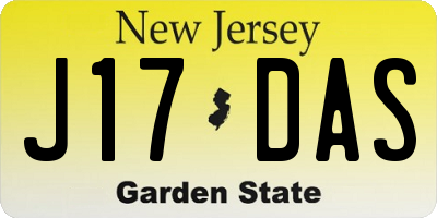 NJ license plate J17DAS