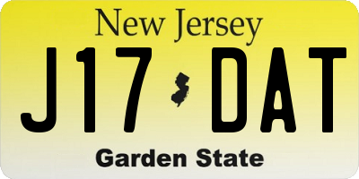 NJ license plate J17DAT