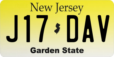 NJ license plate J17DAV