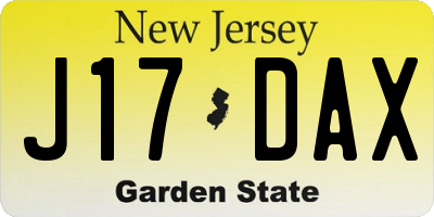 NJ license plate J17DAX