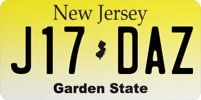 NJ license plate J17DAZ