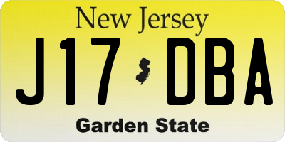 NJ license plate J17DBA