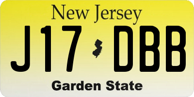 NJ license plate J17DBB