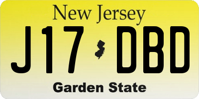 NJ license plate J17DBD