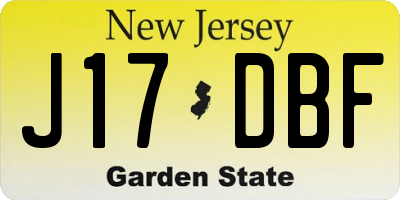 NJ license plate J17DBF